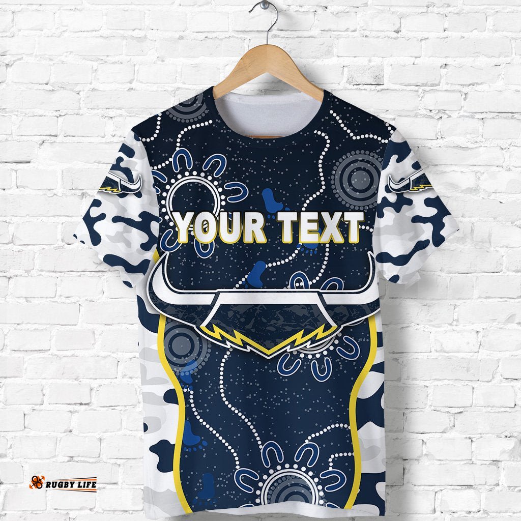 custom personalised north queensland cowboys t shirt anzac day camouflage indigenous