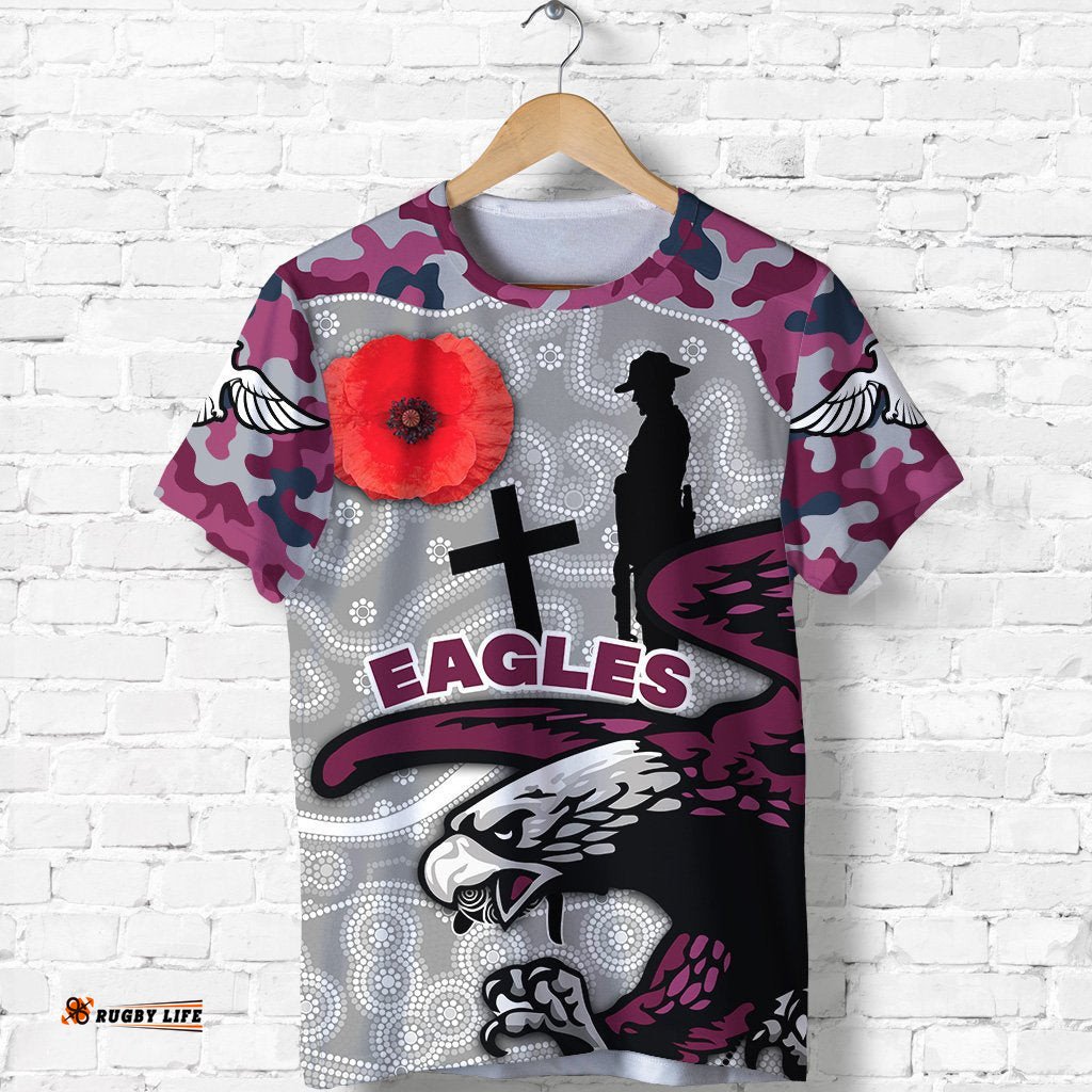 sea eagles t shirt anzac day aboriginal style