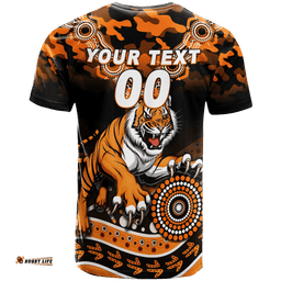 custom personalised tigers rugby anzac day camouflage indigenous art t shirt