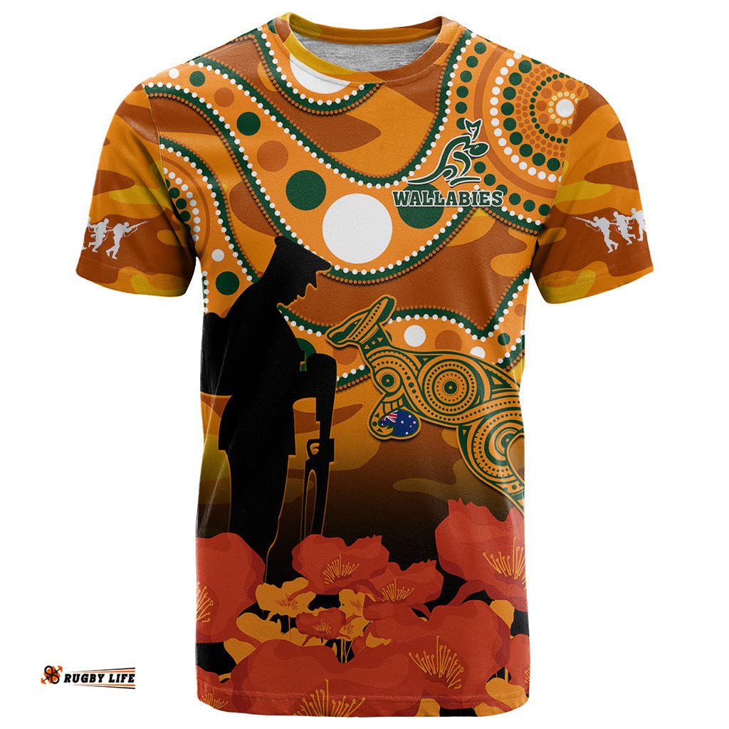 wallabies rugby anzac t shirt aboriginal camouflage lest we forget