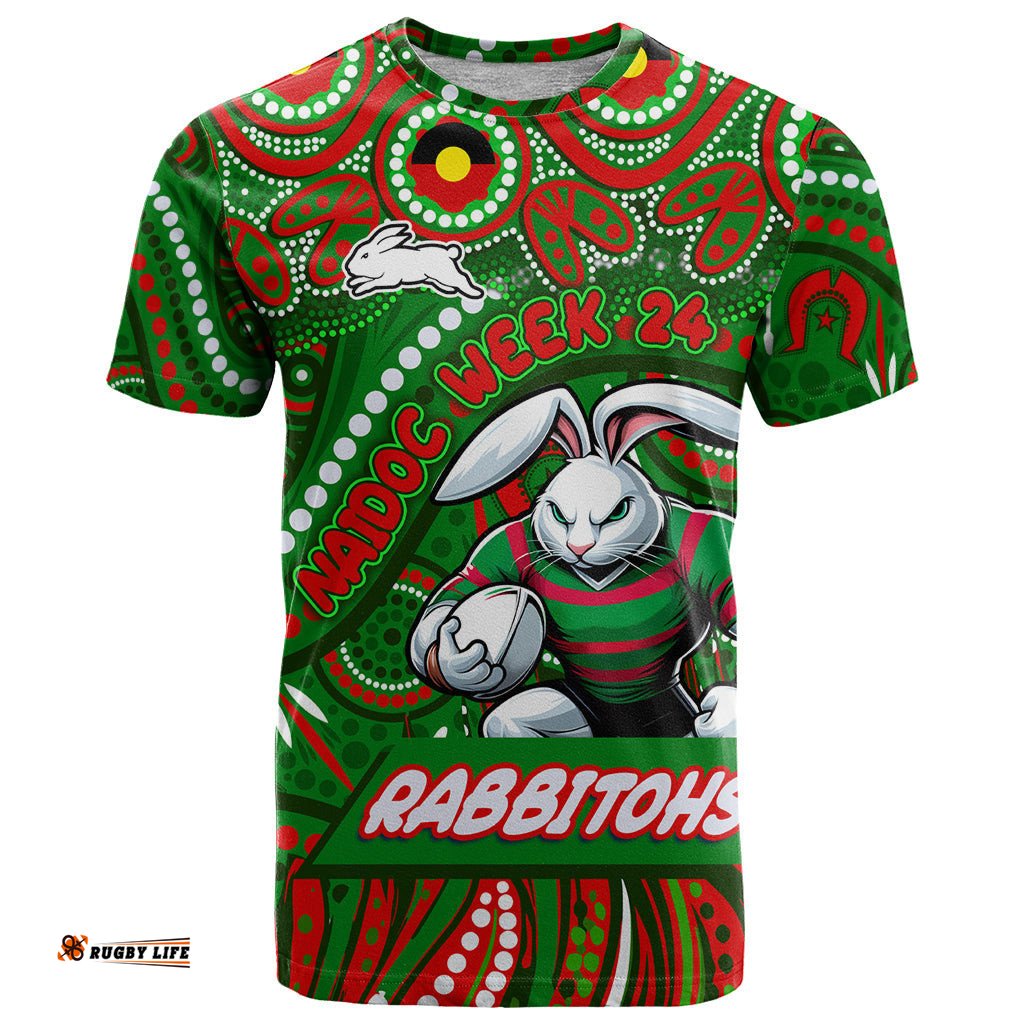 custom australia naidoc week 2024 t shirt rabbitohs mascot keep the fire burning dt02
