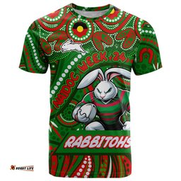 custom australia naidoc week 2024 t shirt rabbitohs mascot keep the fire burning dt02