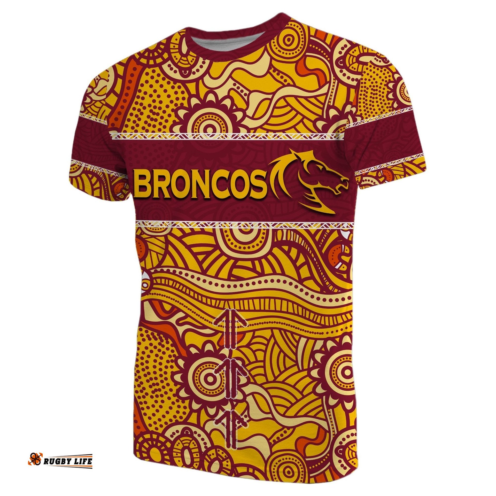 custom personalisedbrisbane broncos t shirt aboriginal patterns