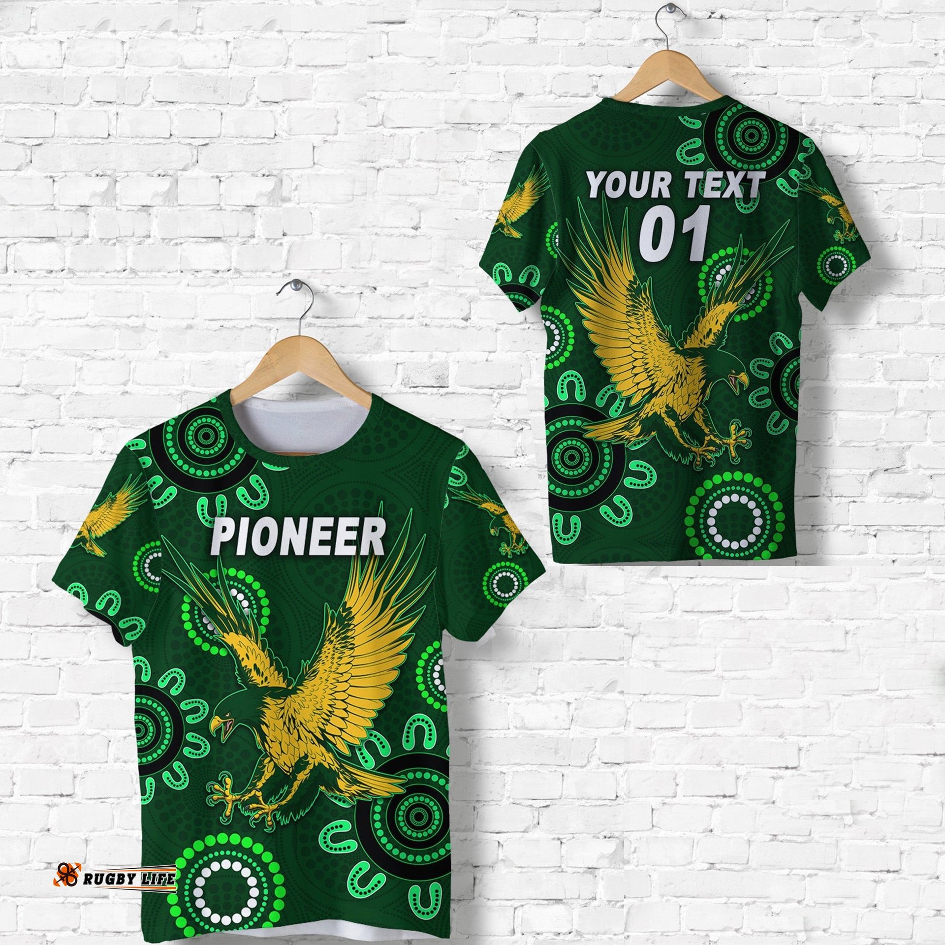 custom personalised pioneer football club t shirt indigenous version custom text and number