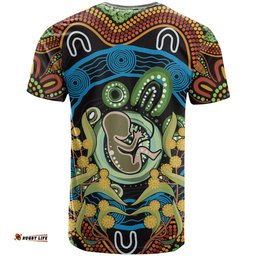 baby in the womb t shirt aboriginal art style