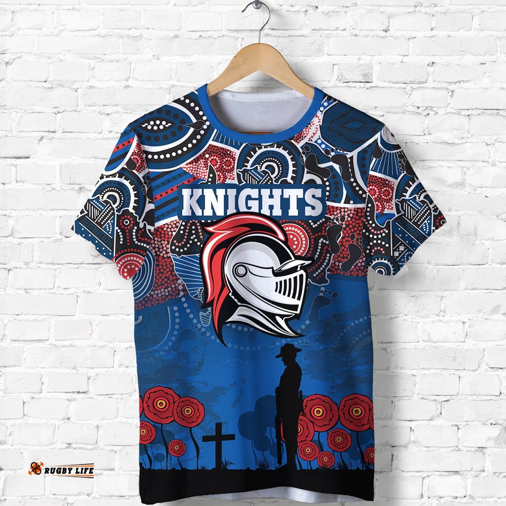 custom personalised knights t shirt newcastle anzac day aboriginal