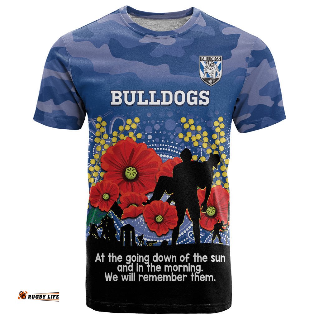 custom bulldogs football anzac t shirt gallipoli camouflage with poppies