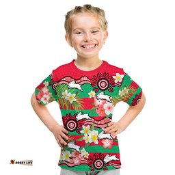rabbitohs rugby t shirt tropical flowers and palm hawaiian style