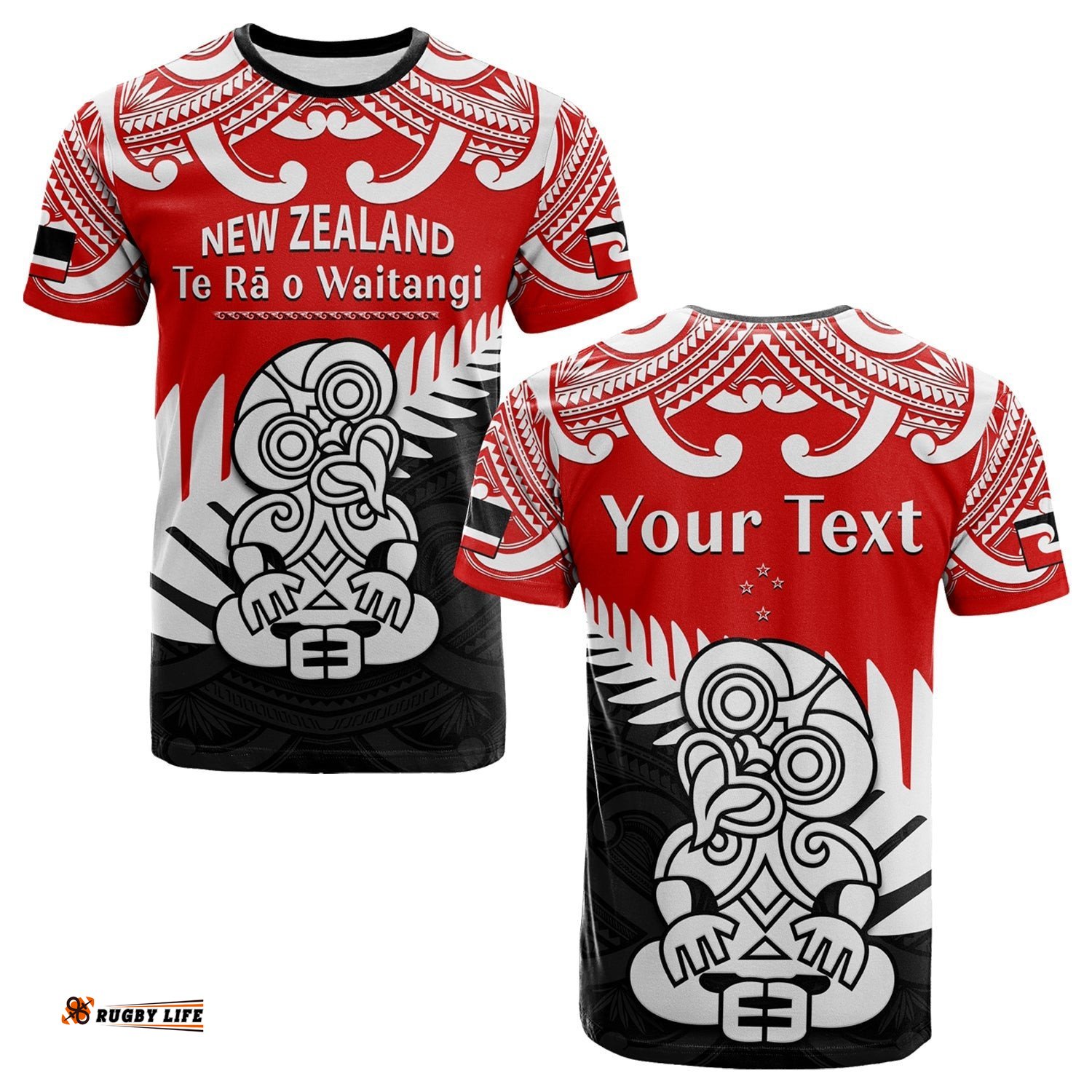 custom personalised waitangi day t shirt tino rangatiratanga flag with tiki maori fern