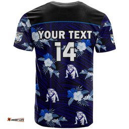 custom text and number bulldogs rugby t shirt polynesian tribal mix tropical hawaiian style