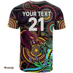 custom text and number naidoc 2023 broncos rugby t shirt brisbane indigenous tribal