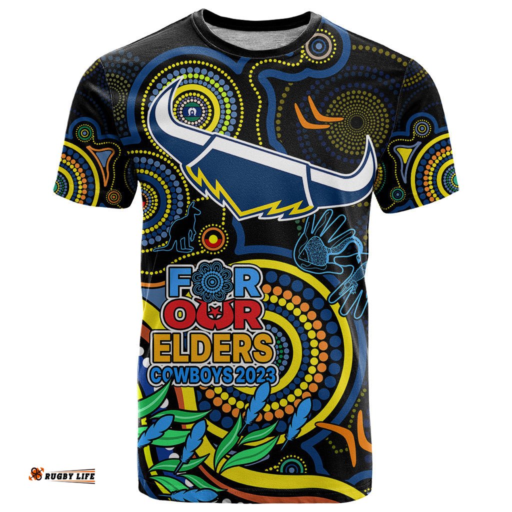cowboys rugby aboriginal art t shirt naidoc indigenous tribal
