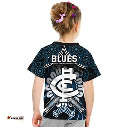 blues football t shirt boomerang indigenous dots