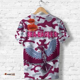 custom personalised manly warringah t shirt sea eagles anzac day camouflage