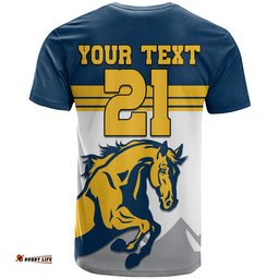 custom text and number brumbies rugby union t shirt australia silhouettes of horses