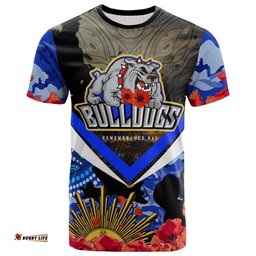 bulldogs rugby t shirt custom anzac bulldogs with remembrance poppy aboriginal t shirt rlt13