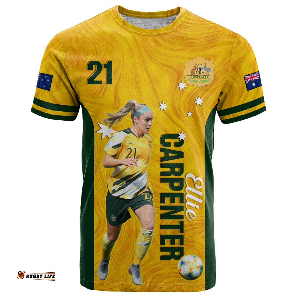 australia soccer t shirt ellie carpenter matildas gold version