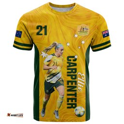 australia soccer t shirt ellie carpenter matildas gold version