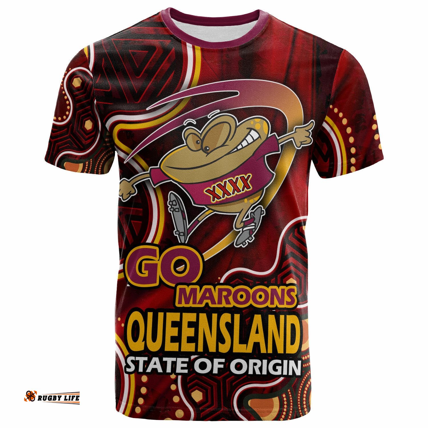 queensland rugby league team t shirt custom queensland maroons rugby ball state of origin t shirt rlt14