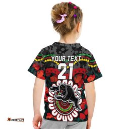 custom personalised panthers rugby anzac t shirt camouflage poppy