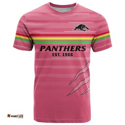 custom text and number penrith panthers rugby 2023 t shirt the riff est 1966 pink sporty