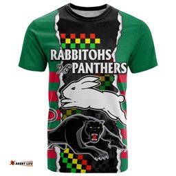 custom text and number nrl combine rabbitohs and panthers t shirt