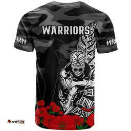 warriors anzac 2023 t shirt nz fern camouflage poppy mix aboriginal
