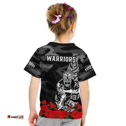 warriors anzac 2023 t shirt nz fern camouflage poppy mix aboriginal