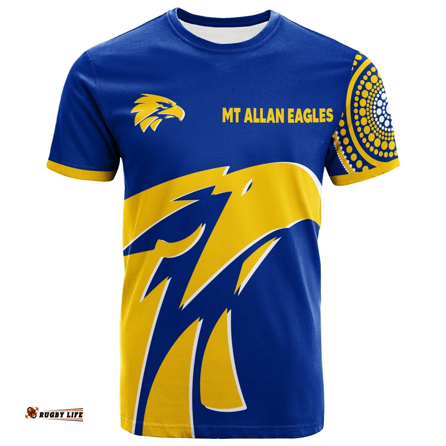 custom personalised mt allan eagles t shirt aboriginal dot painting
