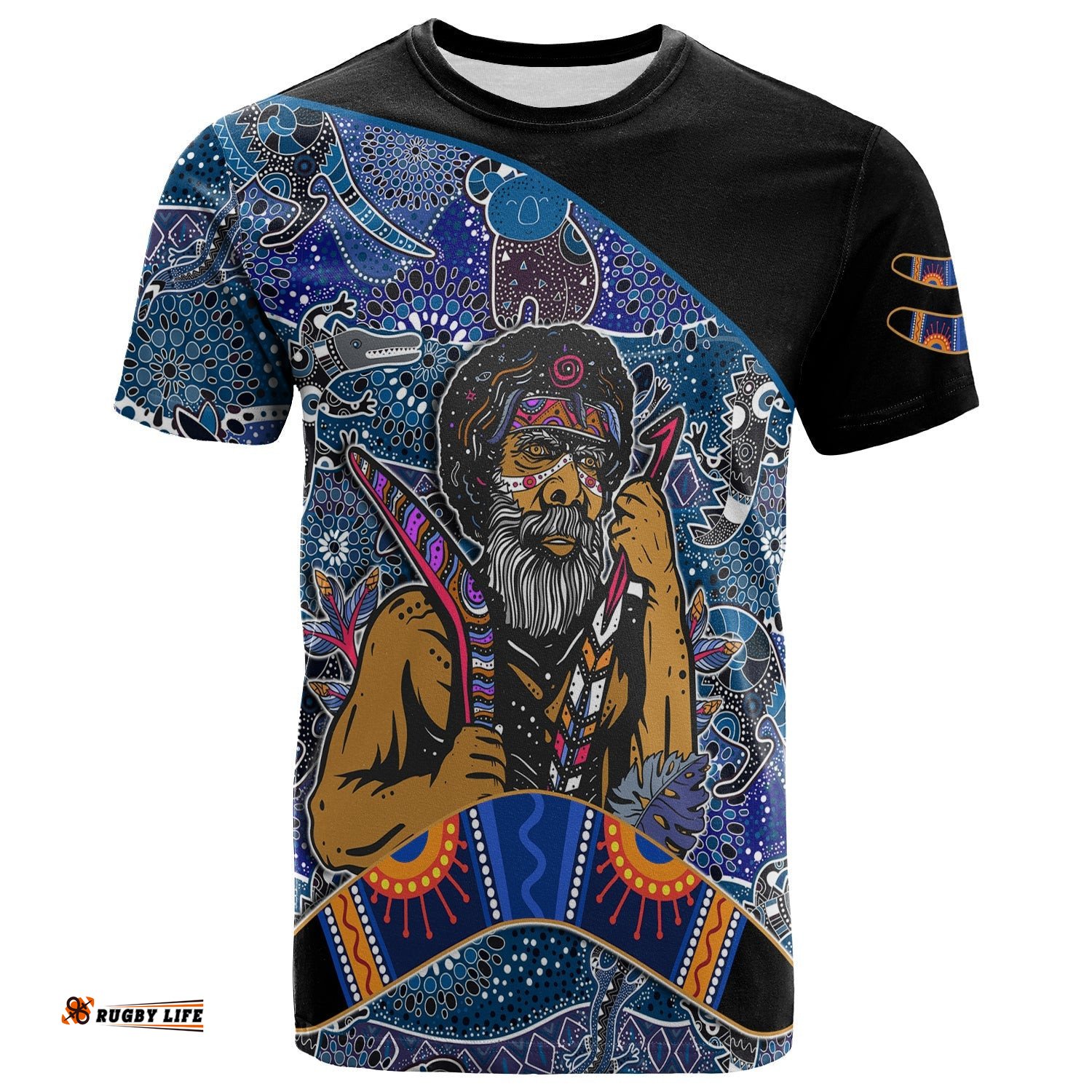 australian boomerang t shirt indigenous australia blue graceful