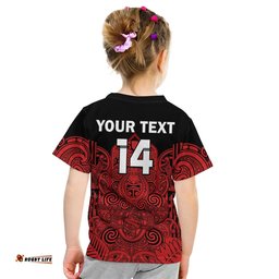 custom text and number new zealand tiki rugby t shirt nz maori koru pattern ver.03