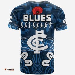blues anzac 2022 t shirt carlton football aboriginal poppy