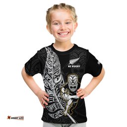 custom text and number new zealand silver fern rugby t shirt all black maori version black