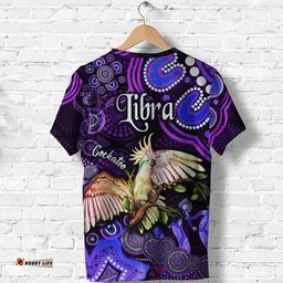 australian astrology t shirt libra cockatoo glider zodiac aboriginal vibes purple