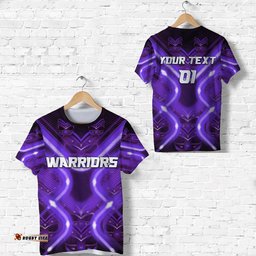 custom personalised new zealand warriors rugby t shirt original style purple custom text and number