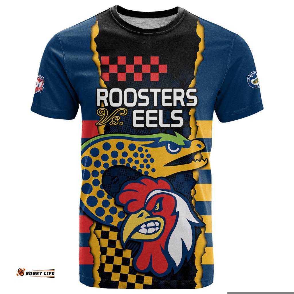 custom nrl eels combine roosters rugby t shirt sporty style