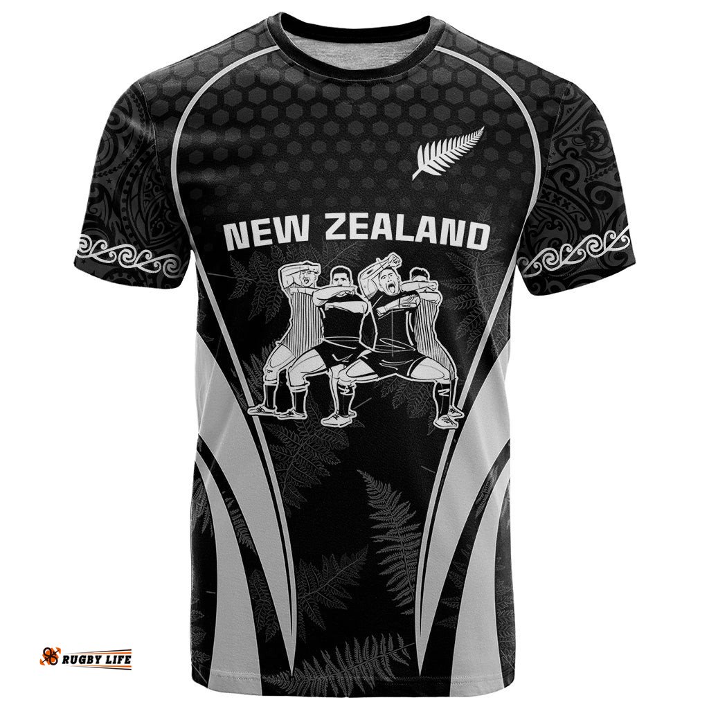 custom new zealand aotearoa rugby t shirt haka dance mixed silver fern sporty style