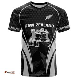 custom new zealand aotearoa rugby t shirt haka dance mixed silver fern sporty style