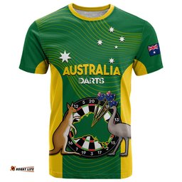 australia darts national color mix kangaroo and emu t shirt