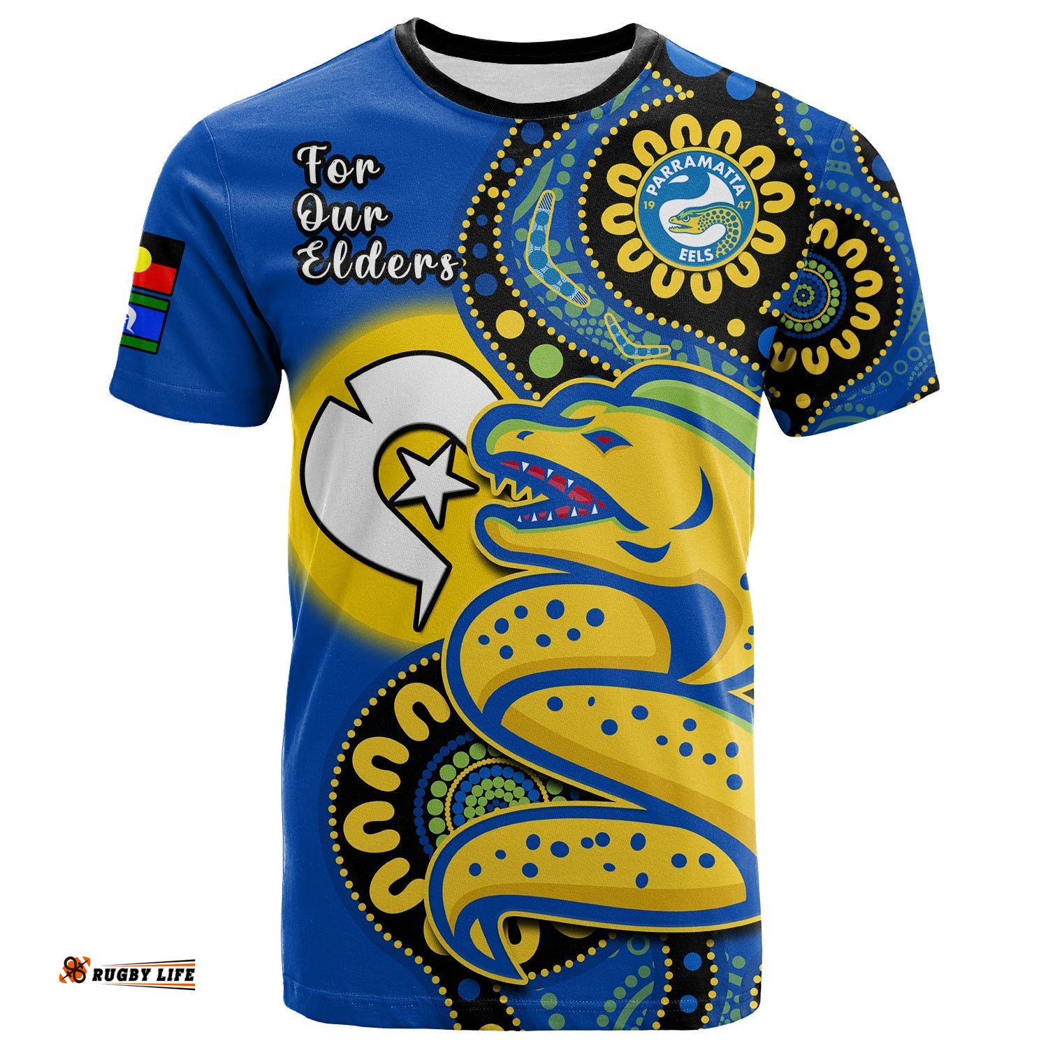 custom text and number eels rugby naidoc 2023 t shirt for our elders aboriginal