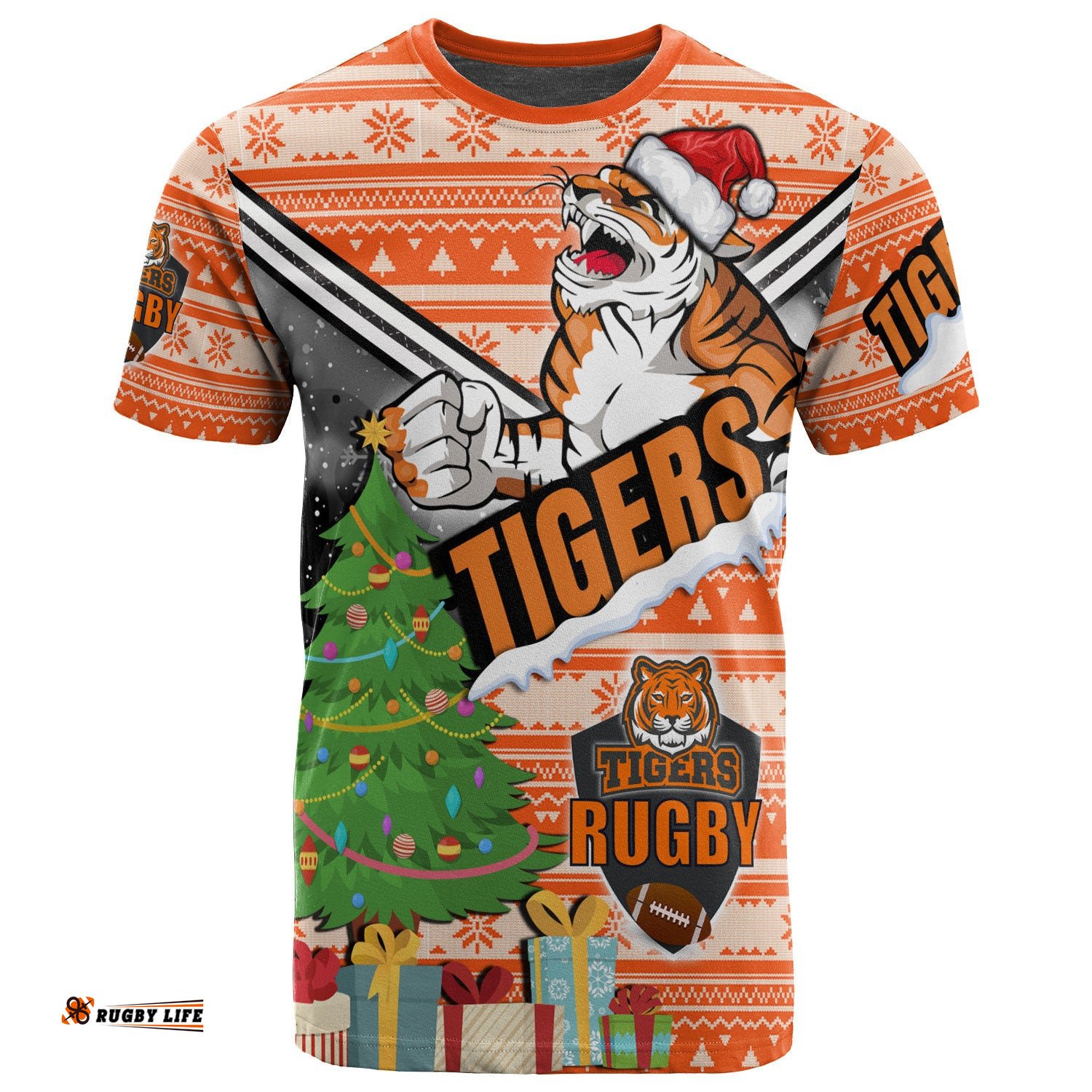 tigers rugby t shirt custom christmas tree tigers rugby ball t shirt