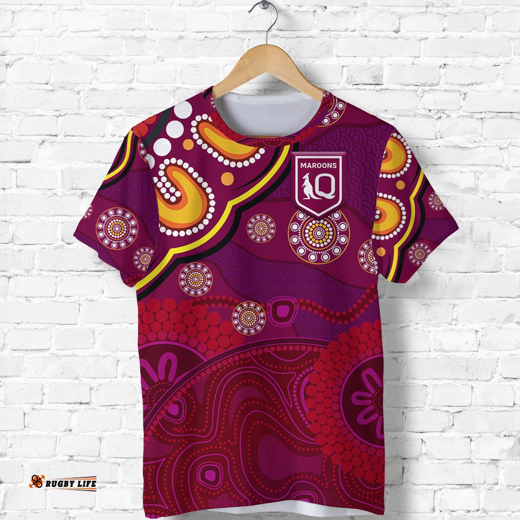 custom personalised queensland maroons aboriginal t shirt indigenous vibes