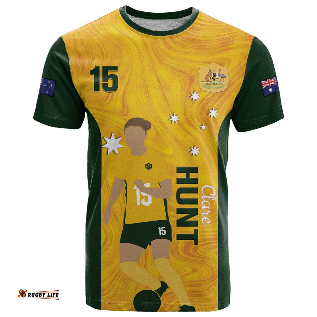 australia soccer t shirt clare hunt matildas gold version