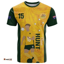 australia soccer t shirt clare hunt matildas gold version
