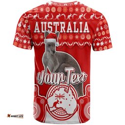 custom personalised australian kangaroo christmas vibe with aboriginal dot painting style t shirt