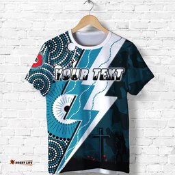 custom personalised power anzac day t shirt port adelaide mix indigenous