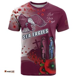 custom sea eagle rugby anzac t shirt the military soldiers with red poppy