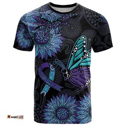 australia indigenous t shirt teal purple sunflower aboriginal arts
