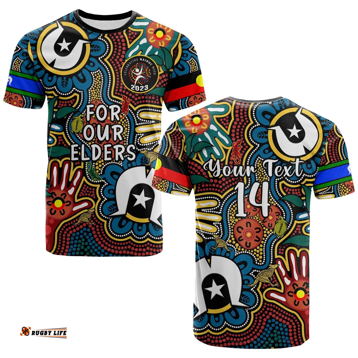 custom text and number australia naidoc week 2023 t shirt for our elders indigenous