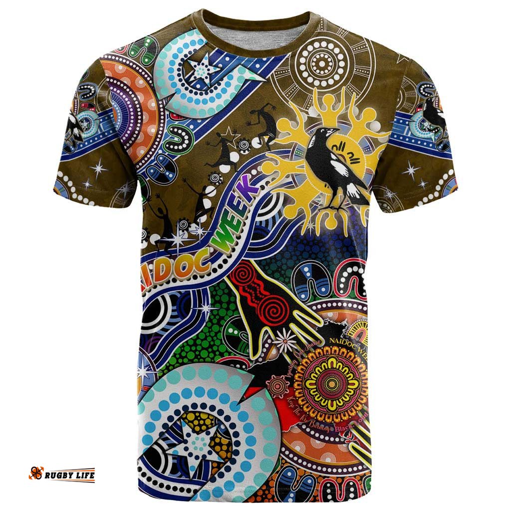 custom naidoc week 2024 collingwood magpies t shirt australia aboriginal dot painting dt02